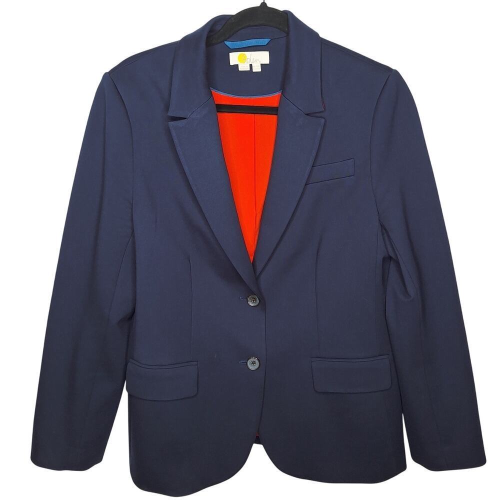 Boden Smyth Blazer Jacket US 12R UK 16R Navy Ponte Stretch Jersey Career Preppy